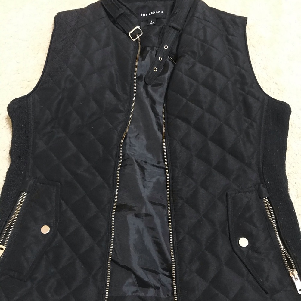 Black vest with sweater detail on side